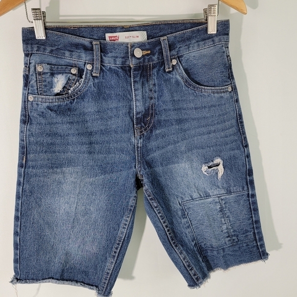 LEVIS 511 Slim Medium Wash Bermuda Denim Short Five Pockets Sz 16 Reg W28 - Picture 1 of 11